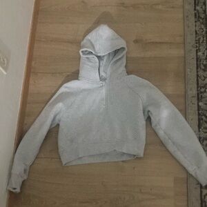 Athleta Gray Cropped Sweater with Hood